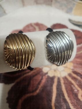 Mint Ribbed Wave Braceletor Or Hair Tie in Gold & Silver